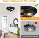 Industrial Matte Black Seeded Glass Flush Mount Ceiling Light — view 4