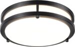 Modern Brushed Nickel LED Flush Mount Ceiling Light, 5CCT Dimmable — view 11