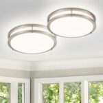 Modern Brushed Nickel LED Flush Mount Ceiling Light, 5CCT Dimmable — view 12
