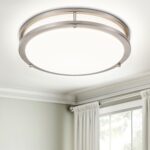 Modern Brushed Nickel LED Flush Mount Ceiling Light, 5CCT Dimmable