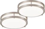 Modern Brushed Nickel LED Flush Mount Ceiling Light, 5CCT Dimmable — view 23