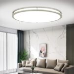 Modern Brushed Nickel LED Flush Mount Ceiling Light, 5CCT Dimmable — view 26