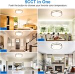 Modern Brushed Nickel LED Flush Mount Ceiling Light, 5CCT Dimmable — view 3