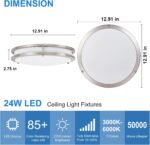 Modern Brushed Nickel LED Flush Mount Ceiling Light, 5CCT Dimmable — view 5