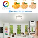 Modern Brushed Nickel LED Flush Mount Ceiling Light, 5CCT Dimmable — view 7