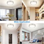 Modern Brushed Nickel LED Flush Mount Ceiling Light, 5CCT Dimmable — view 8