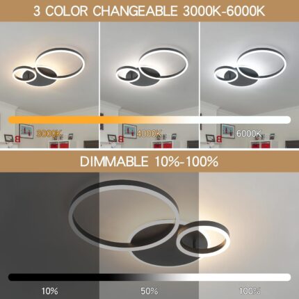 Contemporary Dimmable LED Ceiling Light with Intersecting Rings — view 2