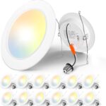 Smart LED Recessed Lighting 5/6 Inch Dimmable, 12-Pack