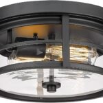Black Flush Mount Ceiling Light with Clear Glass