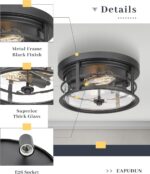 Black Flush Mount Ceiling Light with Clear Glass — view 4