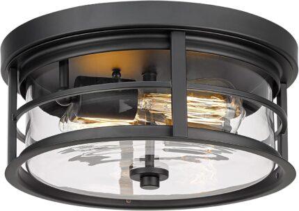 Black Flush Mount Ceiling Light with Clear Glass