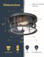 Black Flush Mount Ceiling Light with Clear Glass — view 5