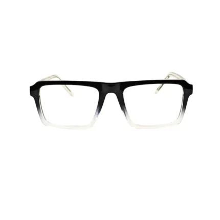 Men's Gradient Black to Clear Square Eyeglasses
