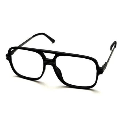 Men's Matte Black Square Aviator Eyeglasses