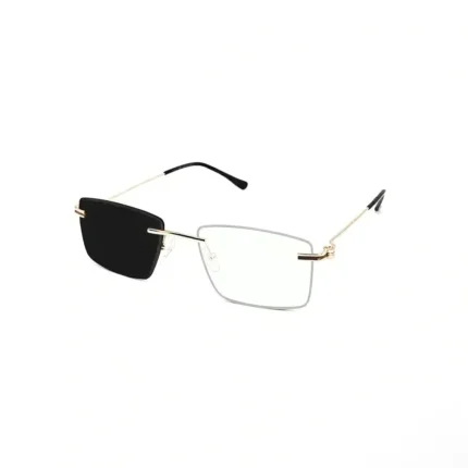 Gold Frameless Rectangle Sunglasses