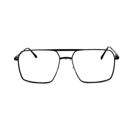 Men's Black Double-Bridge Square Eyeglasses