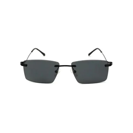 Men's Sleek Black Rimless Rectangular Sunglasses - Hình 2