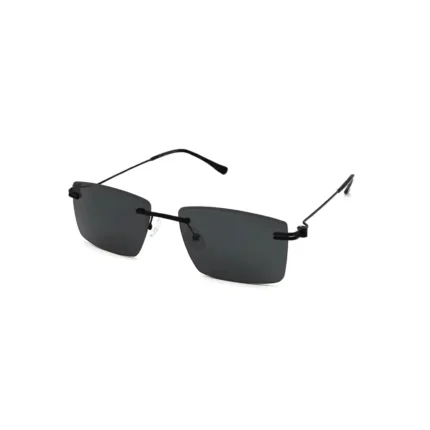 Men's Sleek Black Rimless Rectangular Sunglasses