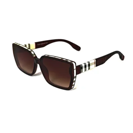 Women's Brown Plaid Square Sunglasses