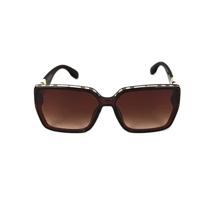 Women's Brown Plaid Square Sunglasses - Hình 2