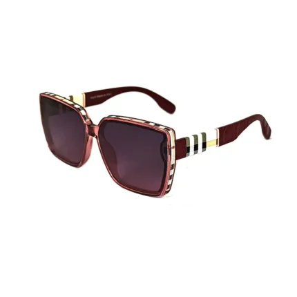 Women's Oversized Pink Plaid Square Sunglasses