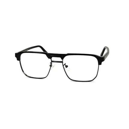 Men's Black Half-Rim Square Eyeglasses - Hình 2