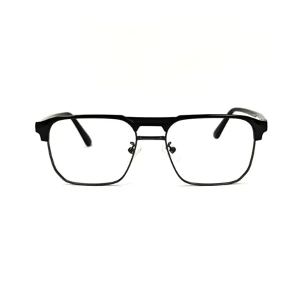 Men's Black Half-Rim Square Eyeglasses