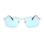 Blue Men's Sleek Silver Rectangle Sunglasses - Hình 6