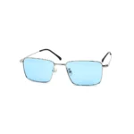 Blue Men's Sleek Silver Rectangle Sunglasses - Hình 2