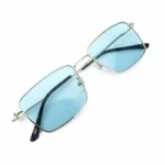 Blue Men's Sleek Silver Rectangle Sunglasses - Hình 5