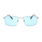 Blue Men's Sleek Silver Rectangle Sunglasses