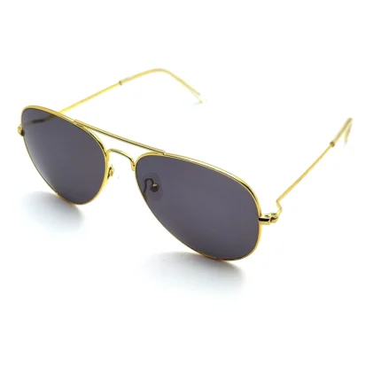 Golden Frame Aviator Sunglasses Dark Grey Lenses
