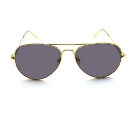 Golden Frame Aviator Sunglasses Dark Grey Lenses - Hình 2