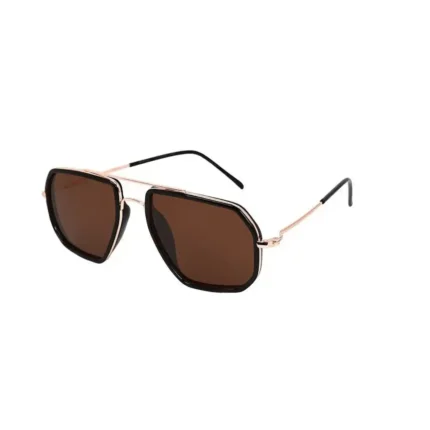 Men's Gold Hexagonal Navigator Sunglasses