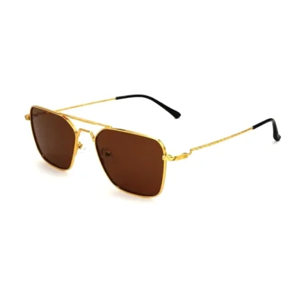 Men's Elite Gold Frame Square Aviator Sunglasses
