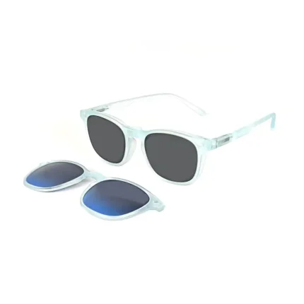 Men's Translucent Aqua Square Clip-On Eyeglasses