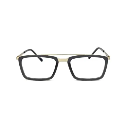 Men's Black Square Gold Double Bridge Eyeglasses