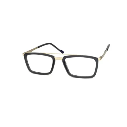 Men's Black Square Gold Double Bridge Eyeglasses - Hình 2