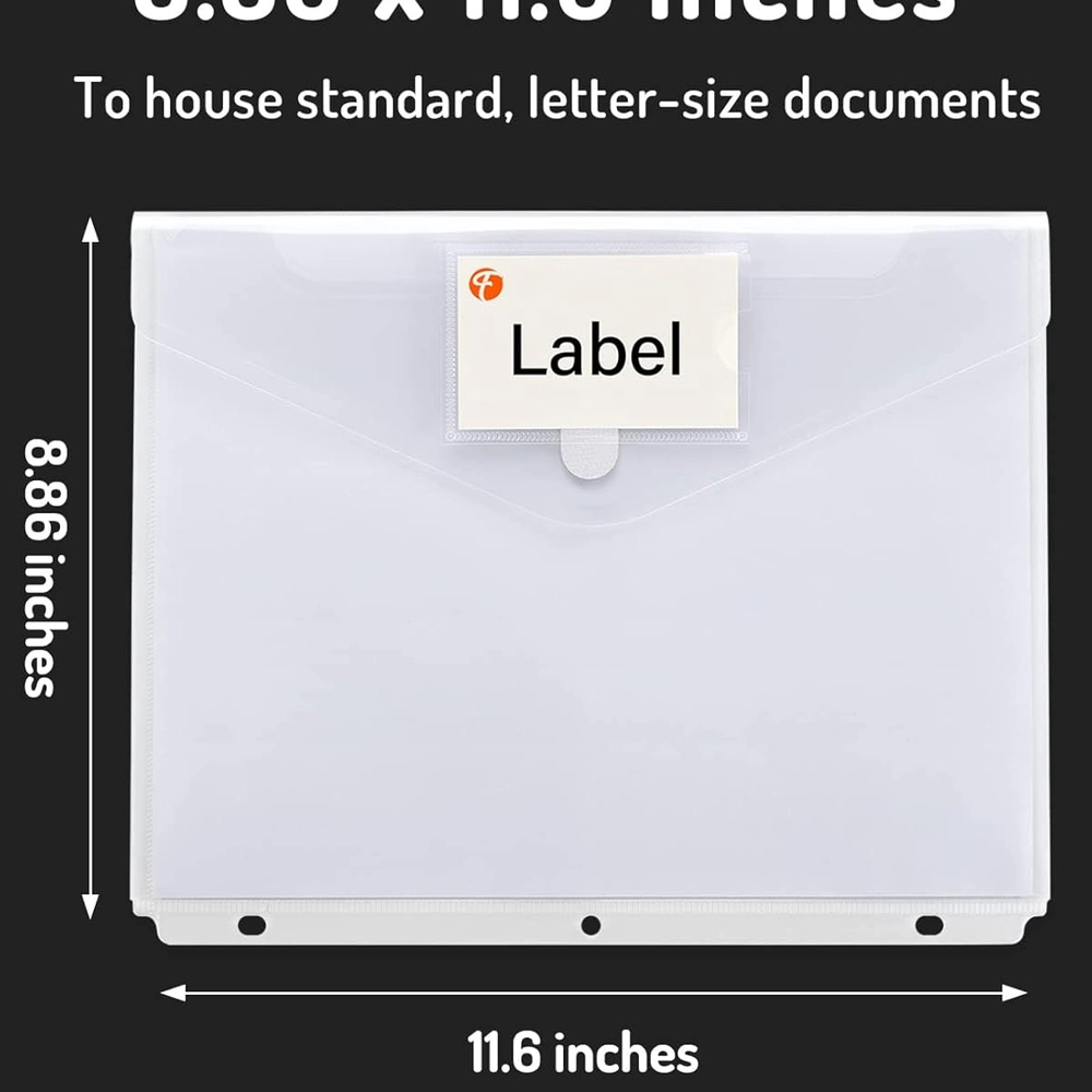 Clear 3-Ring Binder Pockets – 10-Pack with Snap Closure, Letter Size — view 2