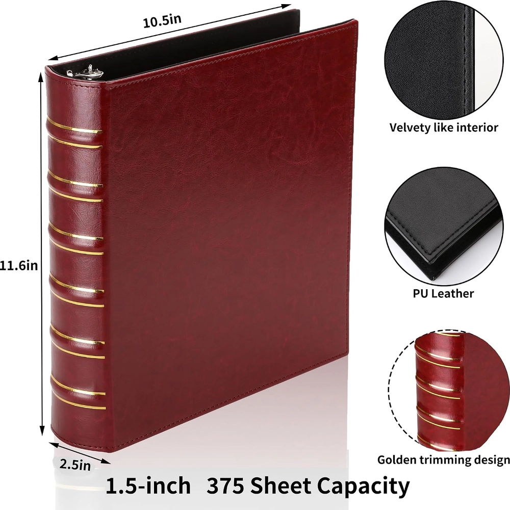 Burgundy PU Leather D-Ring Binder – Burgundy PU Leather 1.5-inch — view 2