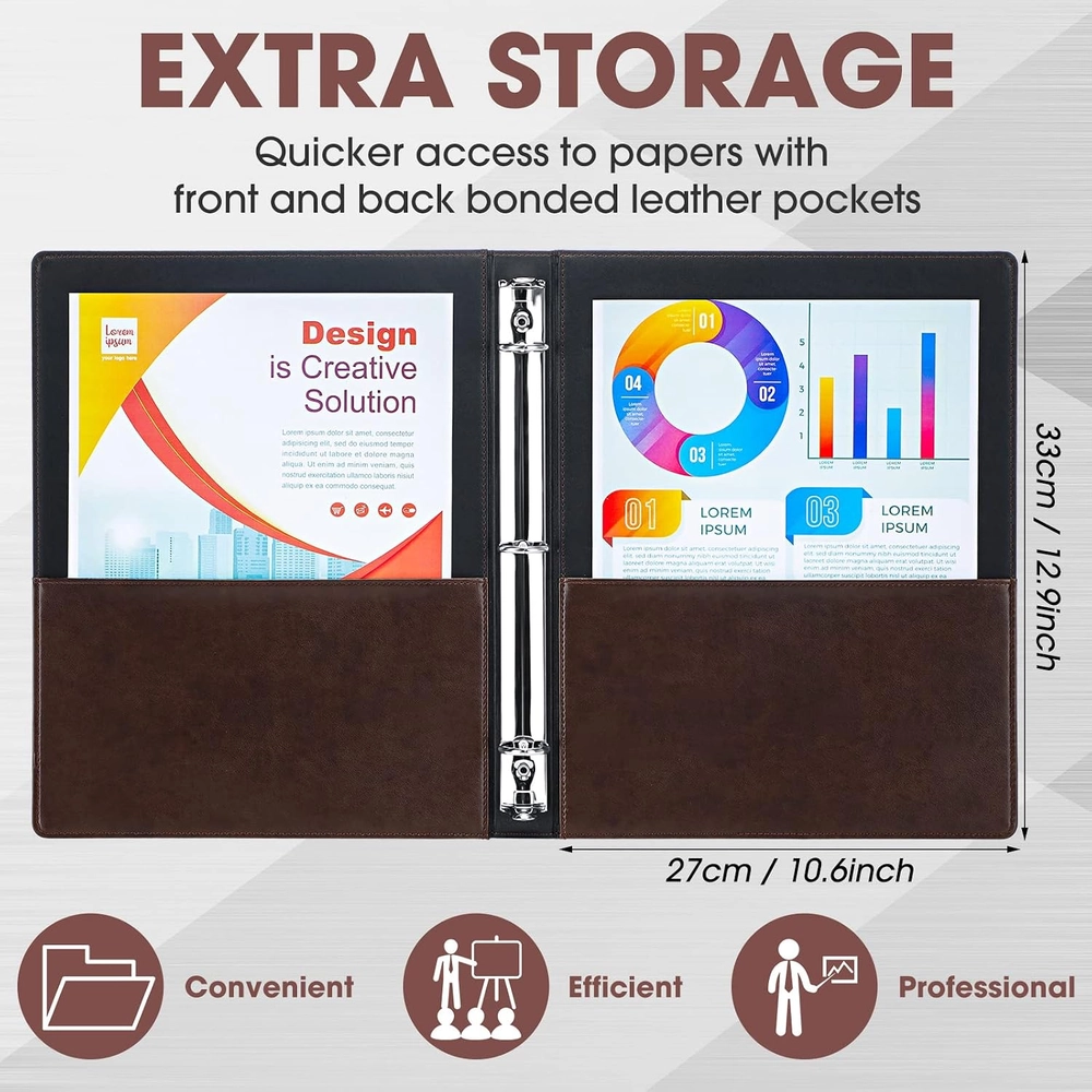 Premium Brown Leather 3-Ring Binders – Premium Brown Leather 3-Ring — view 2
