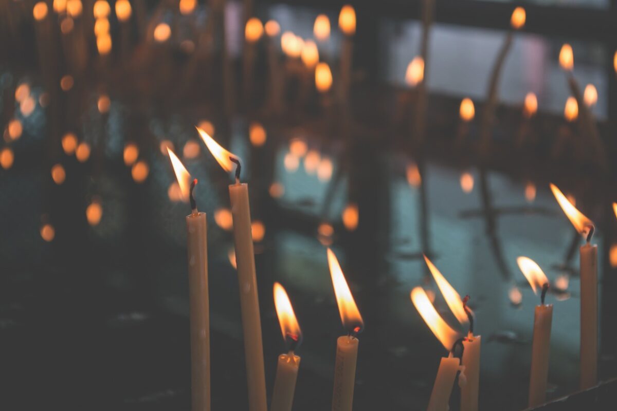 Handmade candles glowing