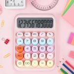 Pink Ergonomic Desktop Calculator with Mechanical Buttons — image 4