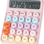Pink Ergonomic Desktop Calculator with Mechanical Buttons