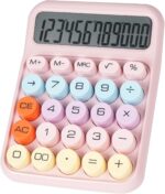 Pink Ergonomic Desktop Calculator with Mechanical Buttons