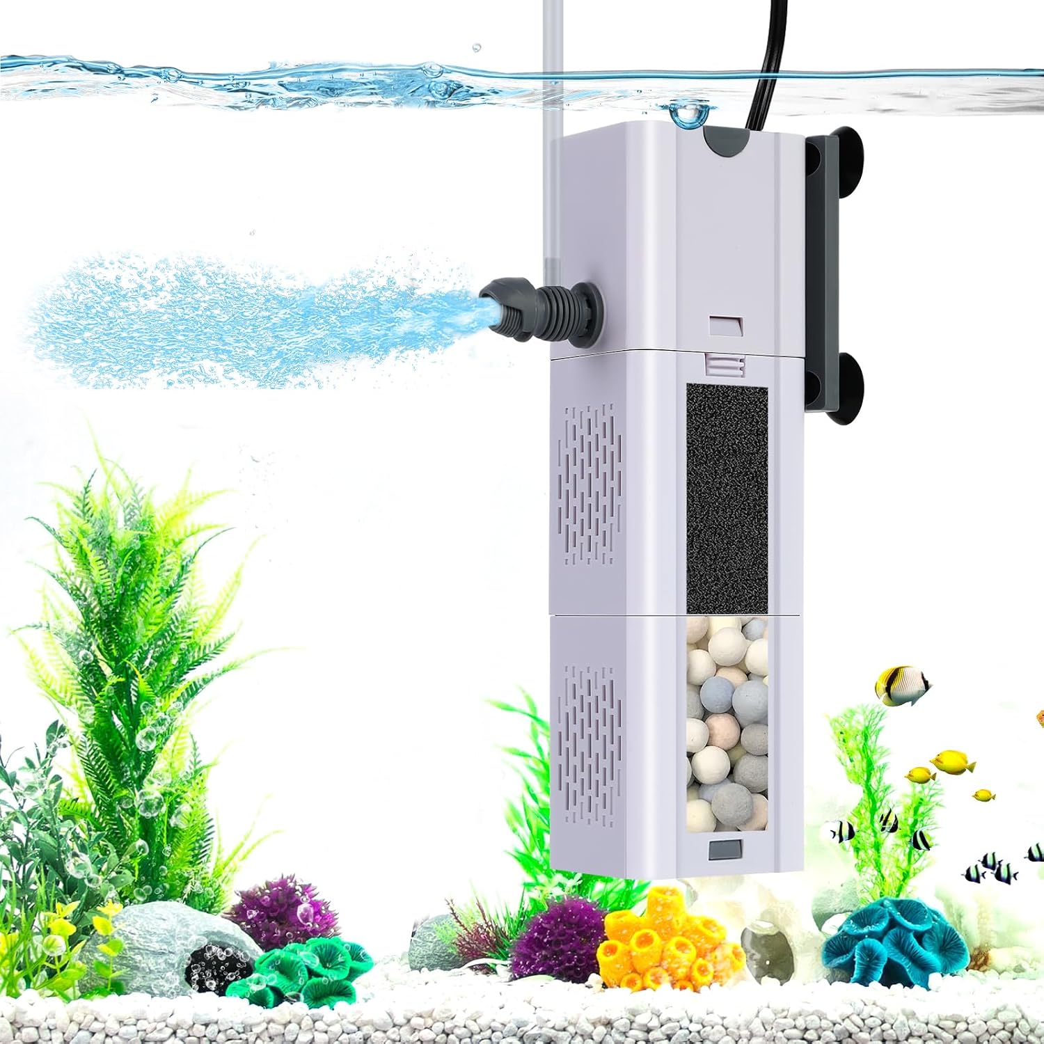 Aquarium Internal Filter with Dual Filtration