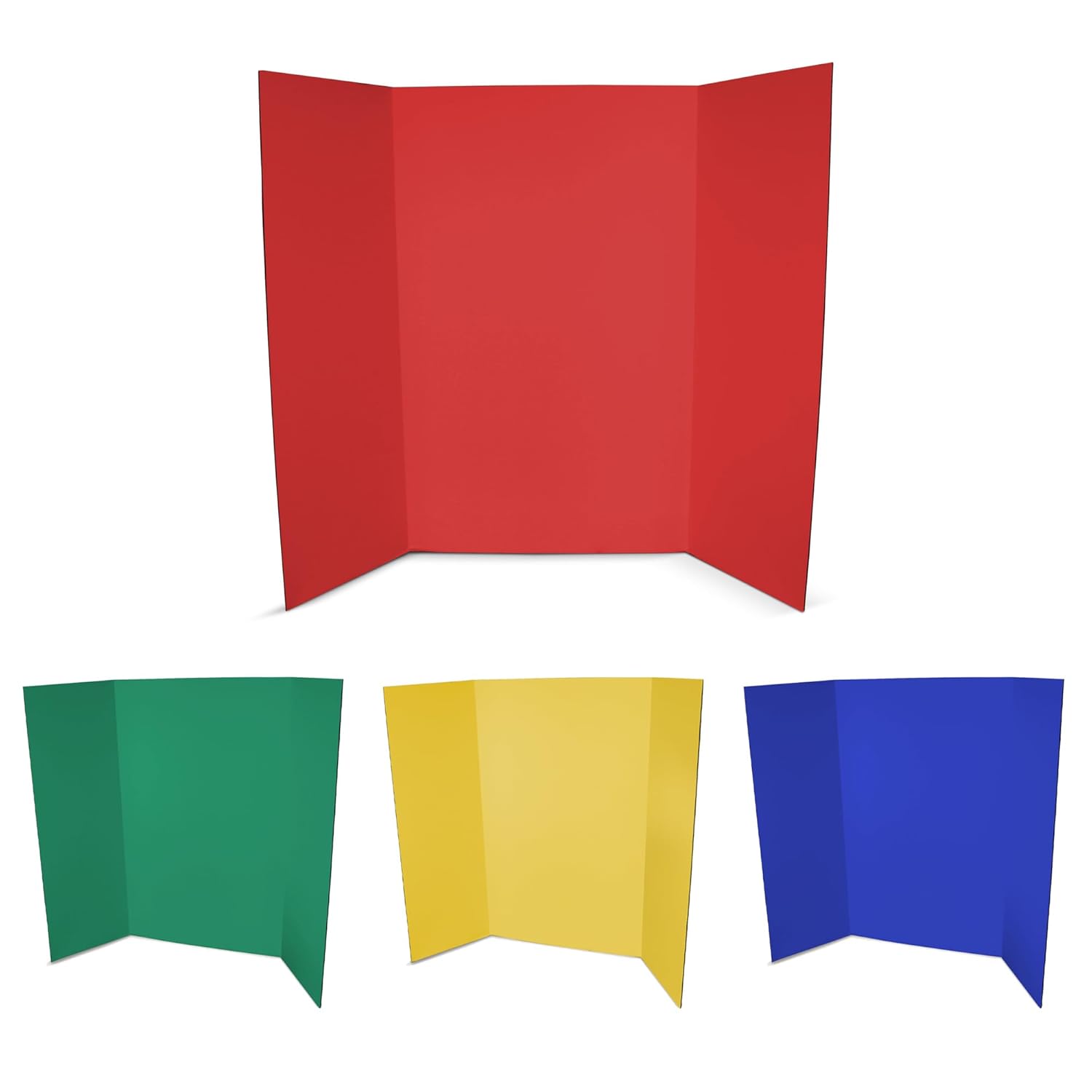 Multi-Color Tri-Fold Display Boards - Vibrant Corrugated Tri-Fold