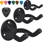 Walnut Wood Guitar Wall Hangers – 3-Pack with Picks & Holders — view 10