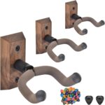 Walnut Wood Guitar Wall Hangers – 3-Pack with Picks & Holders — view 12