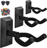 Walnut Wood Guitar Wall Hangers – 3-Pack with Picks & Holders — view 13